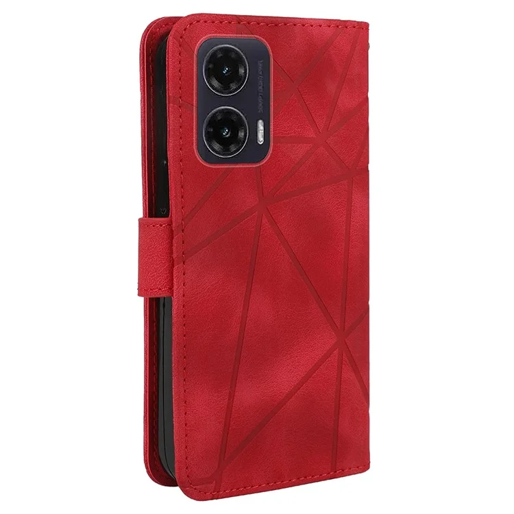 Funda de teléfono con patrón de línea de cuero para Motorola Moto G35 5G - Rojo