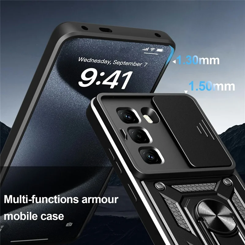 For Infinix Hot 50 Pro 4G Case with Slide Camera Lid PC+TPU Kickstand Phone Cover - Red