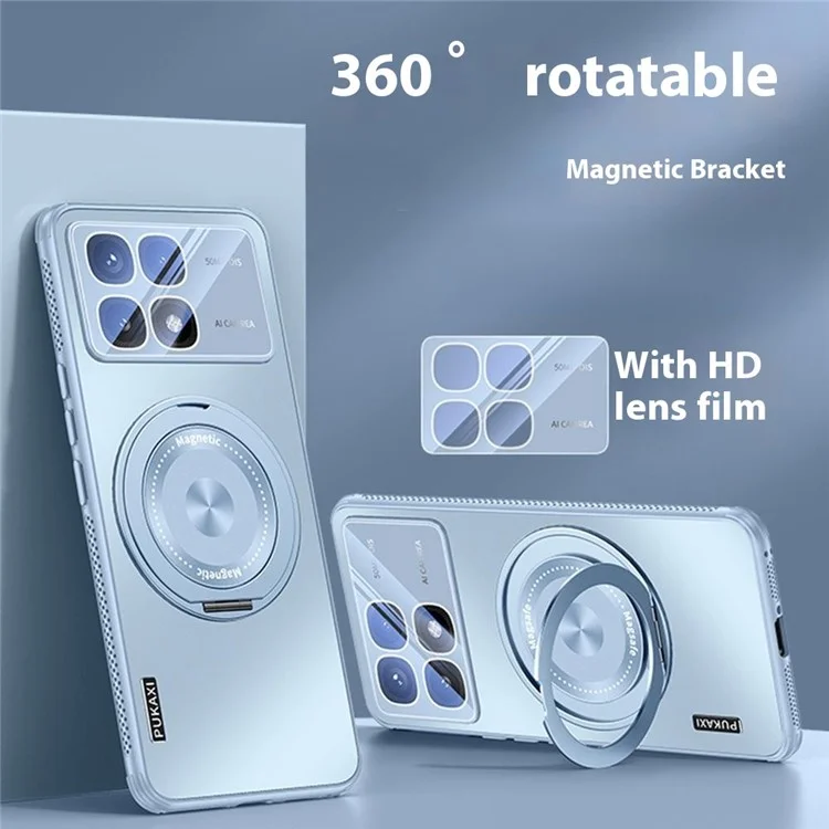 Coque compatible avec Xiaomi Redmi K70 Ultra avec support MagSafe, dissipation de la chaleur en TPU et PC - Bleu