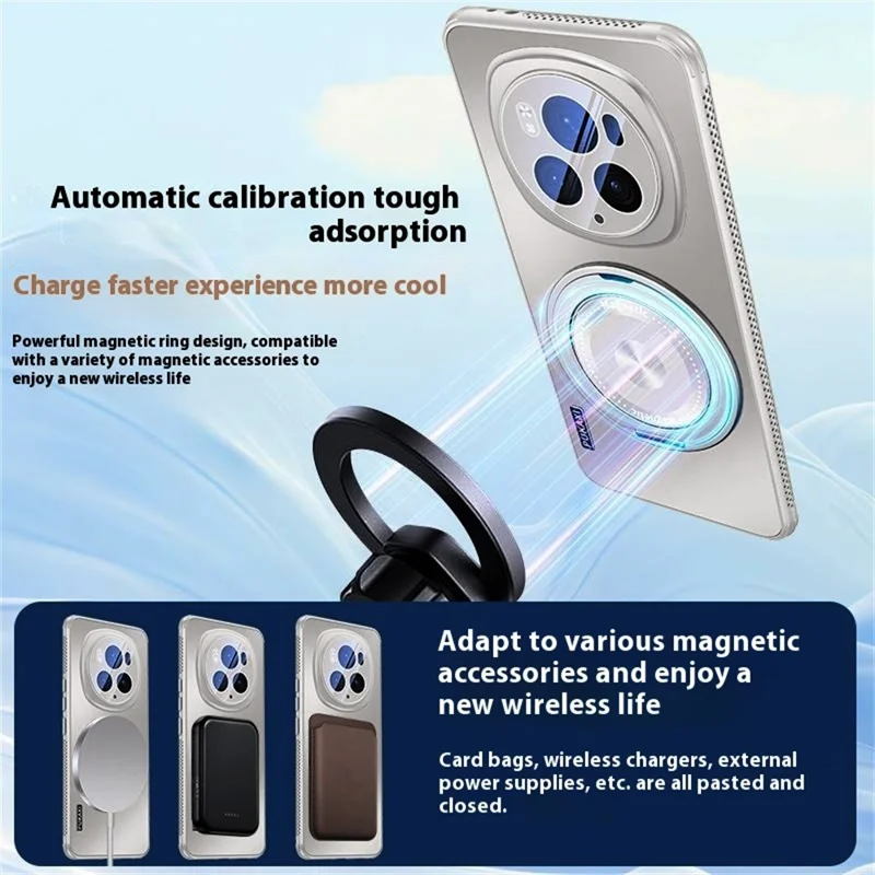 For Honor Magic6 Pro 5G Case Compatible with MagSafe Kickstand TPU PC Heat Dissipation Phone Cover - Grey