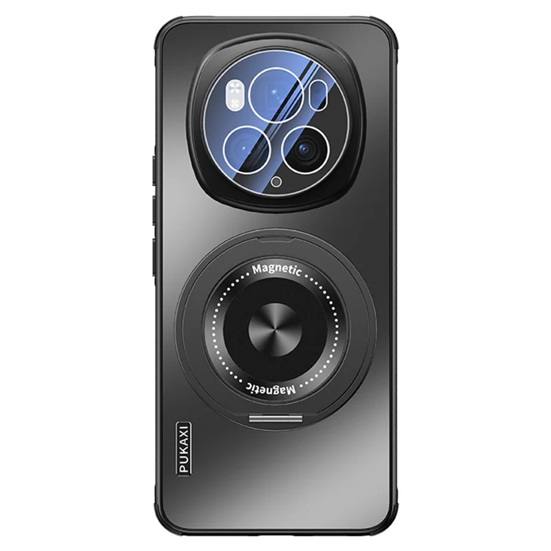 For Honor Magic6 Pro 5G Magnetic Case Kickstand TPU PC Heat Dissipation Phone Cover - Black