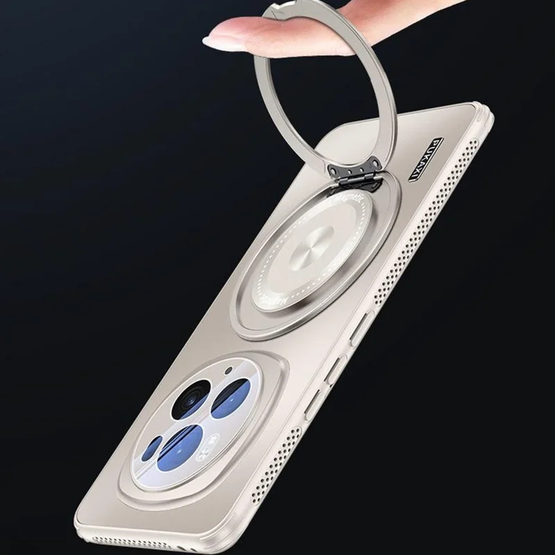 For Honor Magic6 Pro 5G Magnetic Case Kickstand TPU PC Heat Dissipation Phone Cover - Black