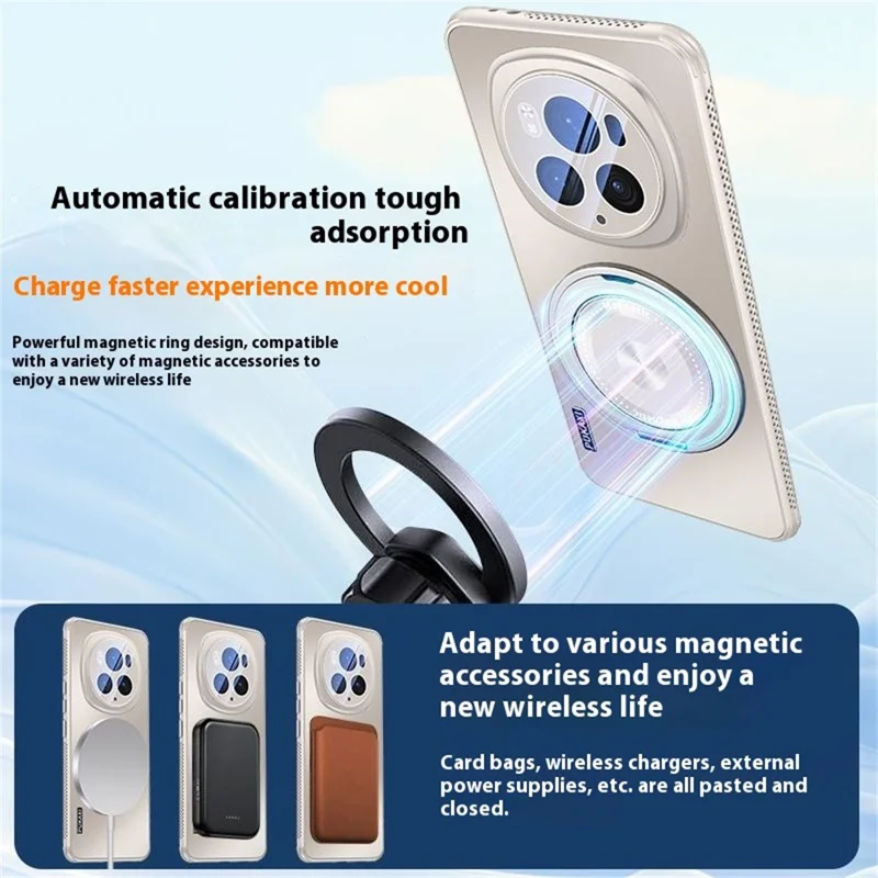 For Honor Magic6 Pro 5G Magnetic Case Kickstand TPU PC Heat Dissipation Phone Cover - Black