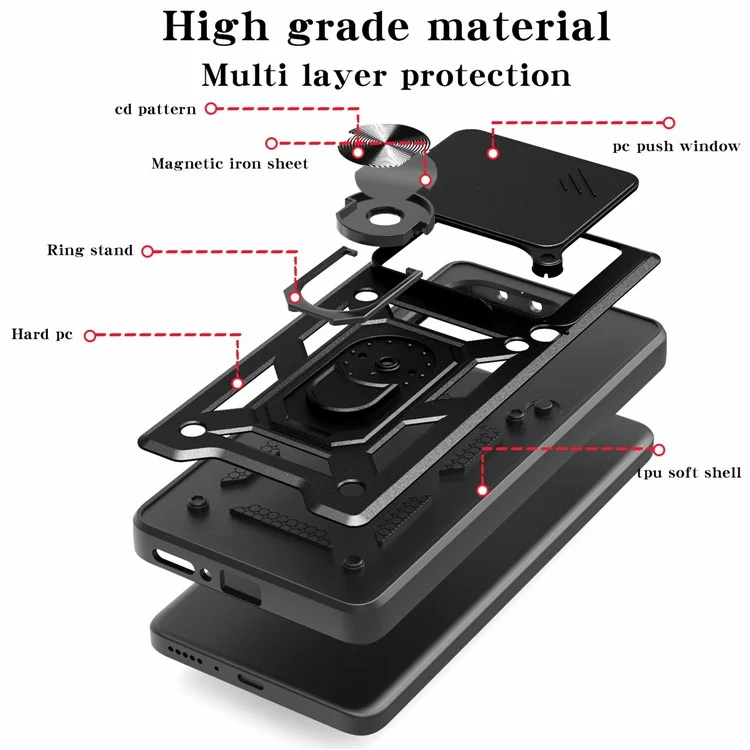 For TECNO Camon 30S Pro 4G Case with Slide Camera Lid PC+TPU Kickstand Phone Cover - Black

Custodia per TECNO Camon 30S Pro 4G con coperchio scorrevole per fotocamera, in PC+TPU, con supporto - Nero
