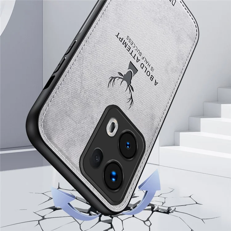 Coque pour Oppo Reno13 Pro 5G, motif cerf, texture en tissu, cuir PU hybride - Noir