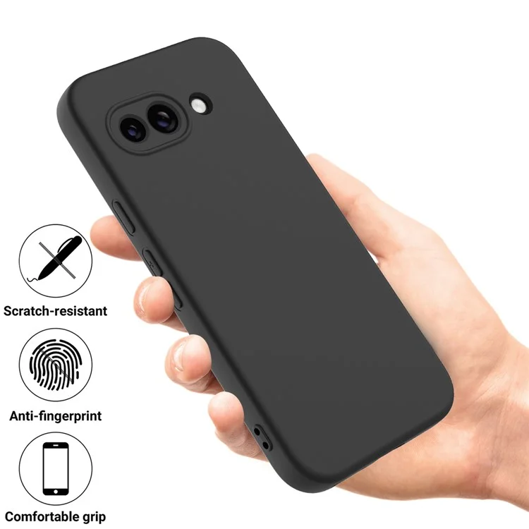 Für Google Pixel 9a Hülle Flüssiges Silikon Handy-Rückseite mit Handschlaufe - Schwarz