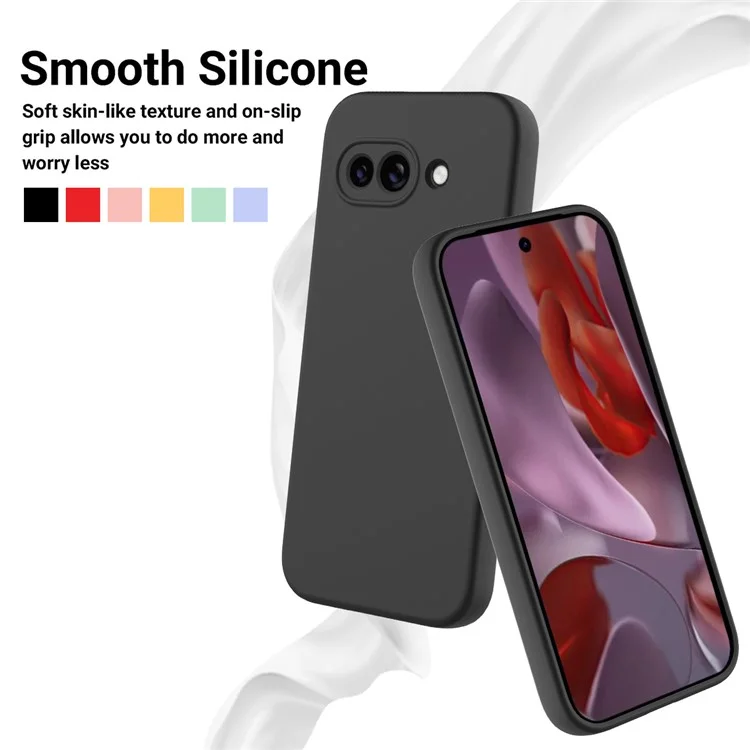 Für Google Pixel 9a Hülle Flüssiges Silikon Handy-Rückseite mit Handschlaufe - Schwarz