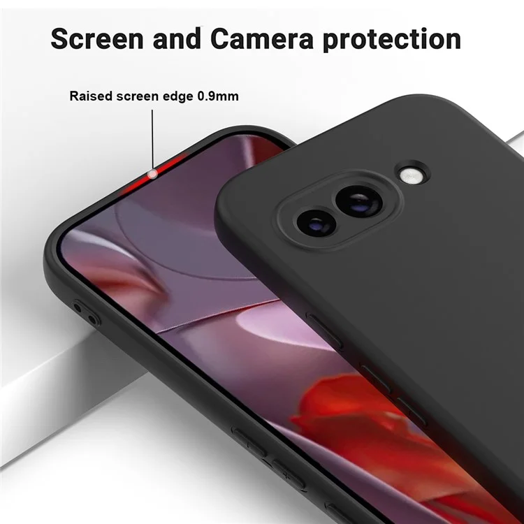 Für Google Pixel 9a Hülle Flüssiges Silikon Handy-Rückseite mit Handschlaufe - Schwarz