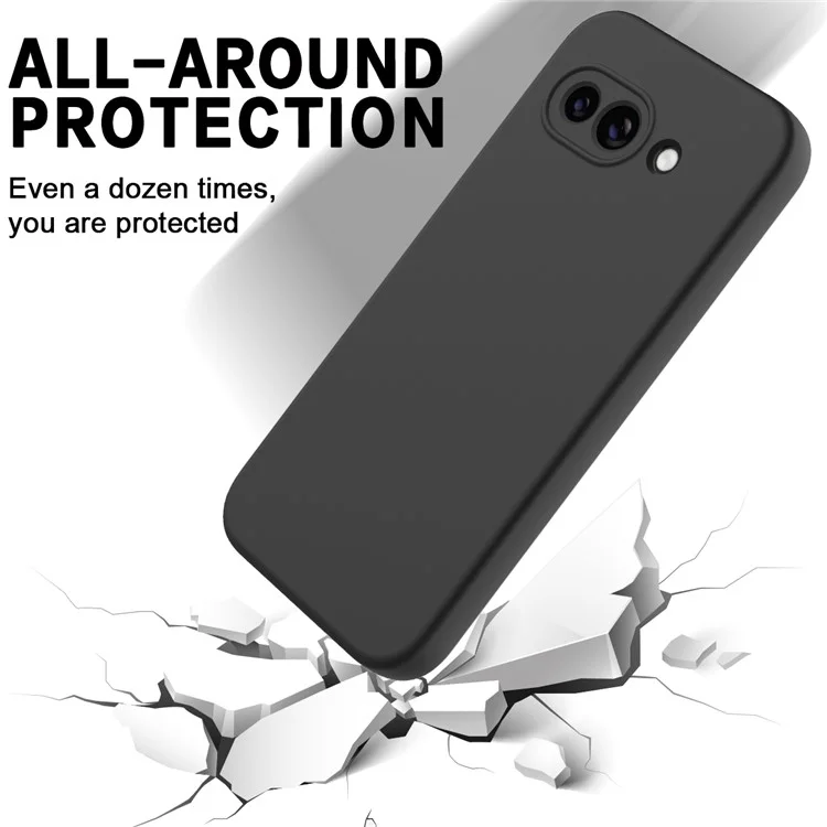 Für Google Pixel 9a Hülle Flüssiges Silikon Handy-Rückseite mit Handschlaufe - Schwarz