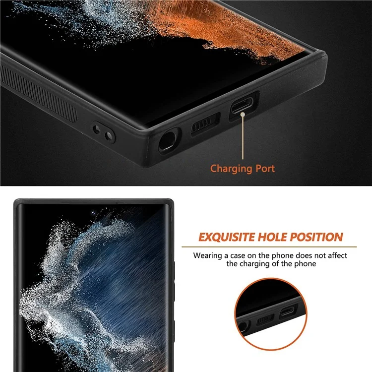 Funda para Samsung Galaxy S23 Ultra de textura de fibra de carbono PU+PC+TPU - Negro
