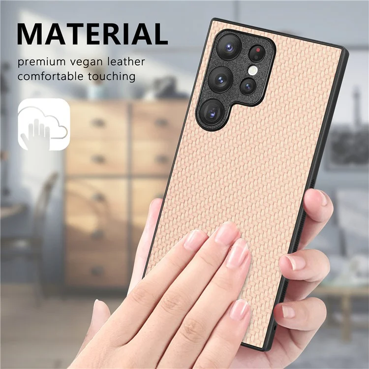 Funda para Samsung Galaxy S23 Ultra de textura de fibra de carbono PU+PC+TPU - Negro