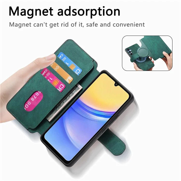 Capa CASENEO MW-03 para Samsung Galaxy S24 FE com carteira destacável em couro + TPU - Verde
