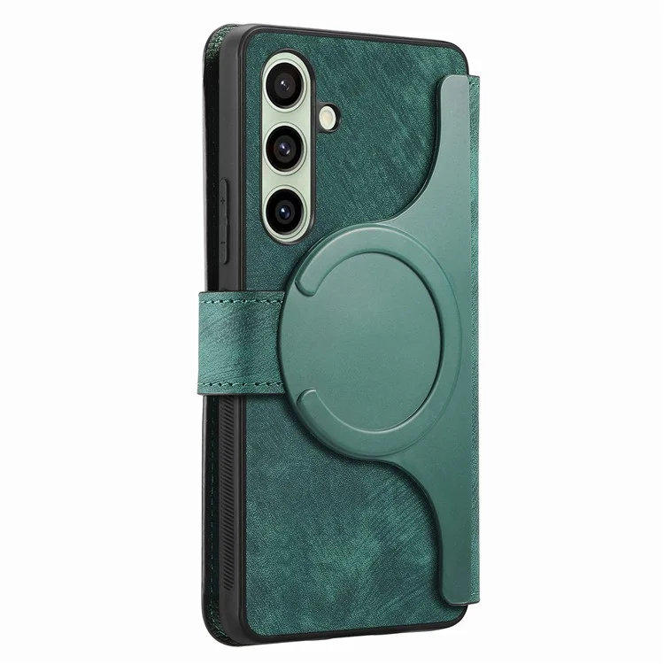 Capa CASENEO MW-03 para Samsung Galaxy S24 FE com carteira destacável em couro + TPU - Verde
