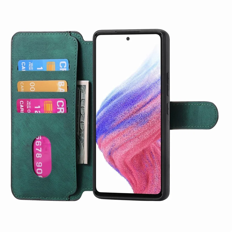 Capa CASENEO MW-03 para Samsung Galaxy S24 FE com carteira destacável em couro + TPU - Verde