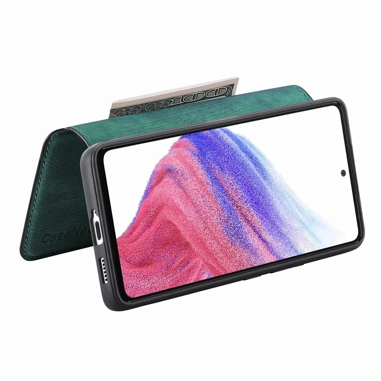 Capa CASENEO MW-03 para Samsung Galaxy S24 FE com carteira destacável em couro + TPU - Verde