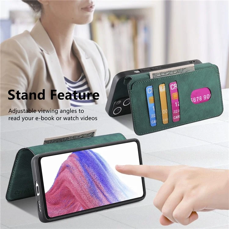 Capa CASENEO MW-03 para Samsung Galaxy S24 FE com carteira destacável em couro + TPU - Verde