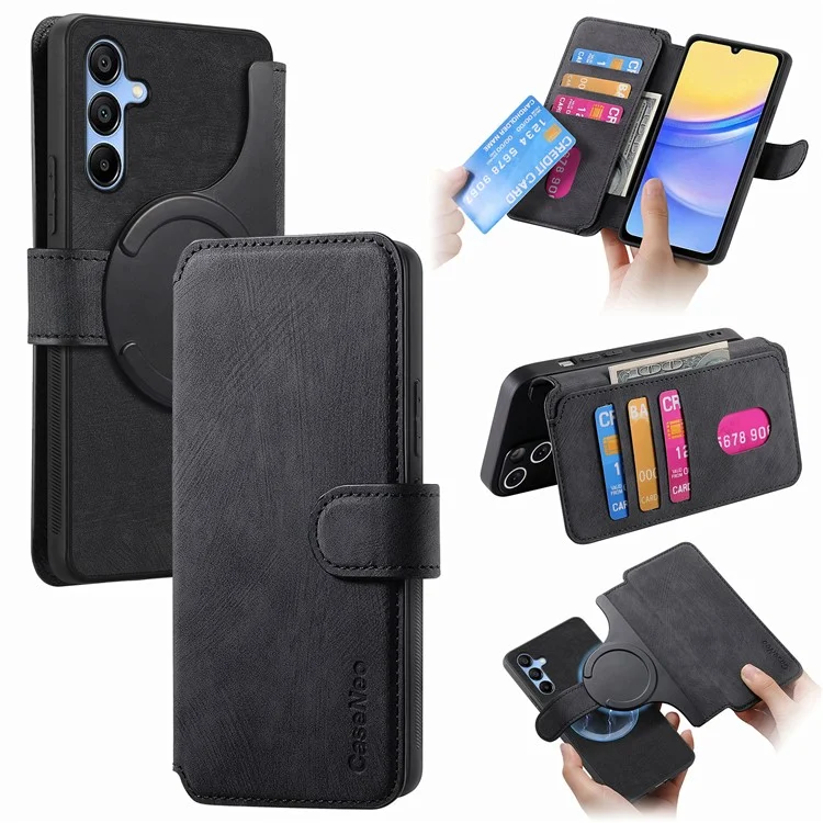 Funda para Samsung Galaxy A54 5G CASENEO MW-03 con cartera desmontable de cuero+TPU - Negro