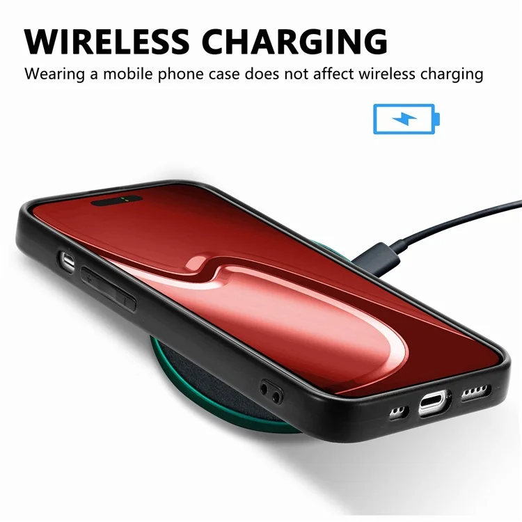 Étui pour iPhone 15 Pro Max avec texture en fibre de carbone PU+PC+TPU - Noir