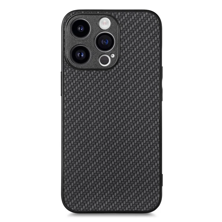 Étui pour iPhone 15 Pro Max avec texture en fibre de carbone PU+PC+TPU - Noir