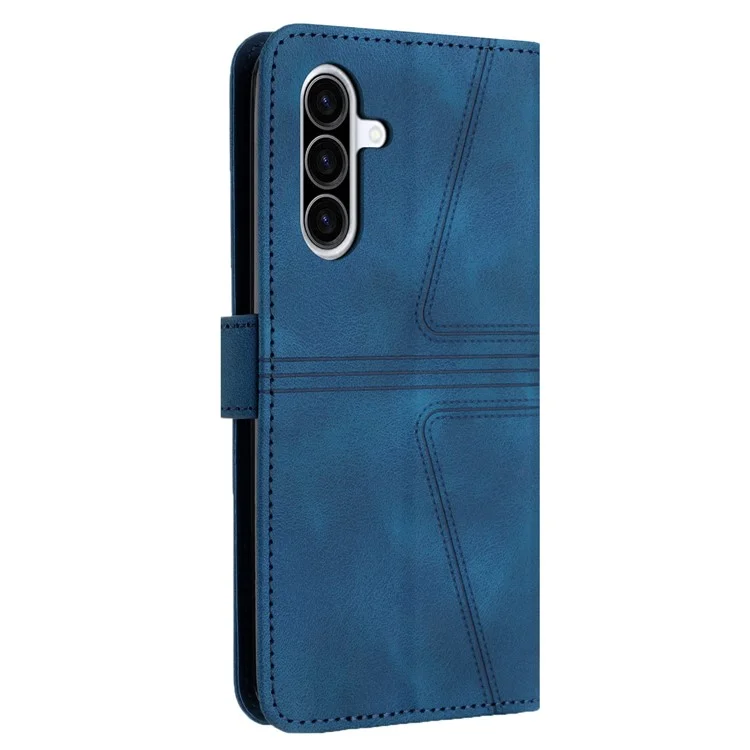 Für Samsung Galaxy A26 5G Hülle Dreieck geprägt Kratzsichere Telefon-Geldbörsen-Abdeckung - Blau