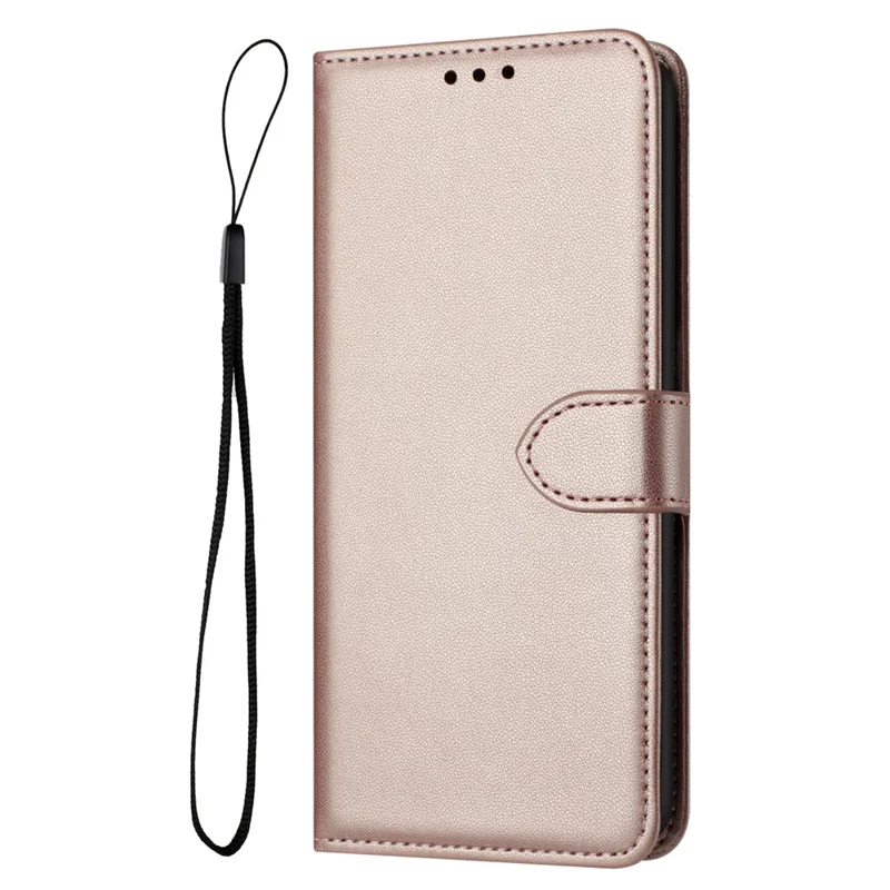 For Samsung Galaxy A26 5G Wallet Phone Case Leather Stand Cover with Strap - Rose Gold