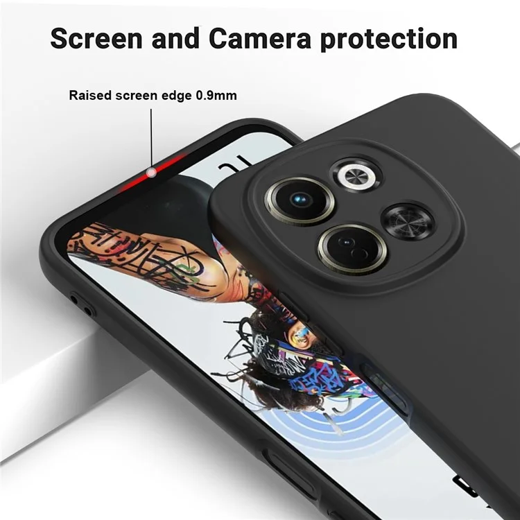 For TECNO Spark 30 5G  /  Pova 6 Neo 5G Case Liquid Silicone Phone Back Cover with Hand Strap - Black