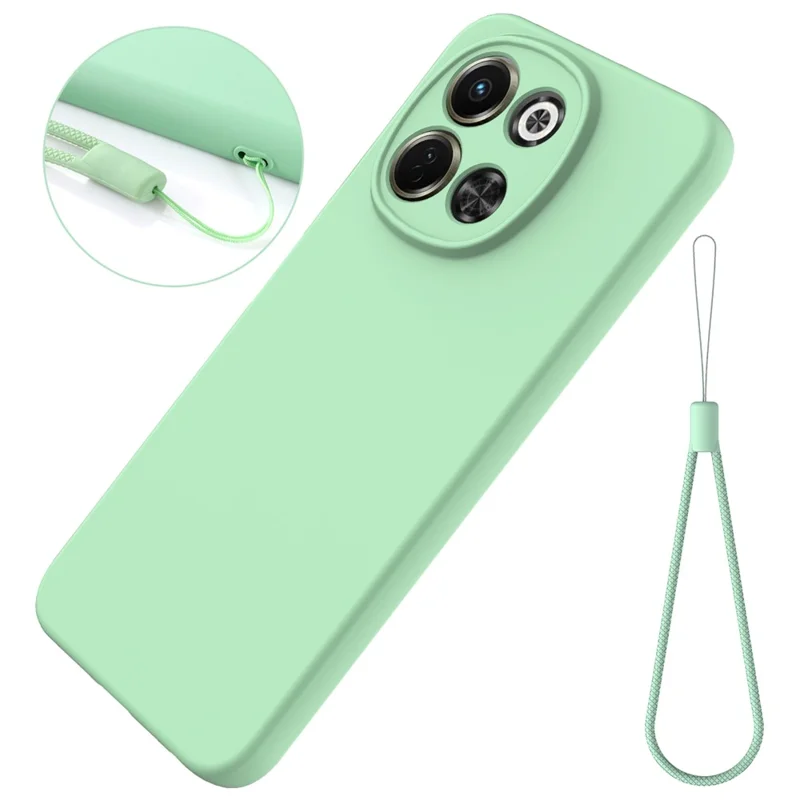 For TECNO Spark 30 5G  /  Pova 6 Neo 5G Case Liquid Silicone Phone Back Cover with Hand Strap - Green