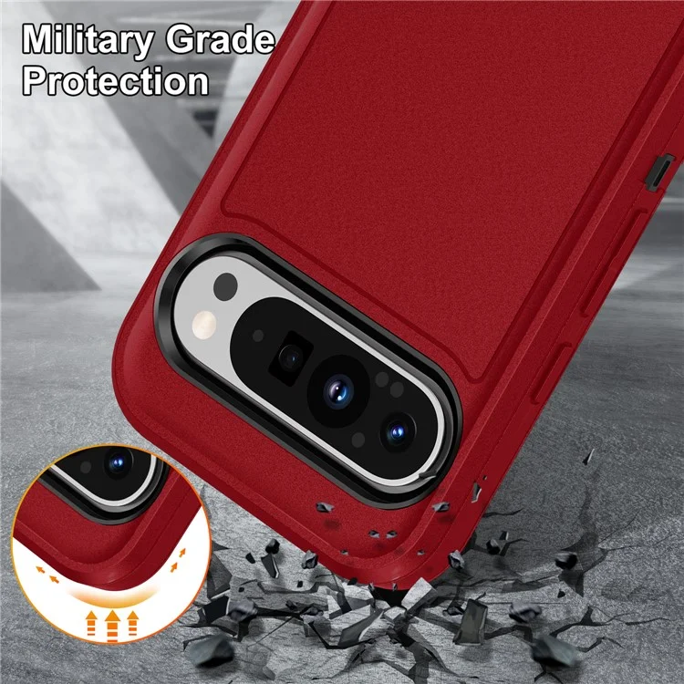 For Google Pixel 9 Pro / Pixel 9 Case Kickstand Phone Cover PC+Silicone+EVA 3-in-1 Design - Red+Black