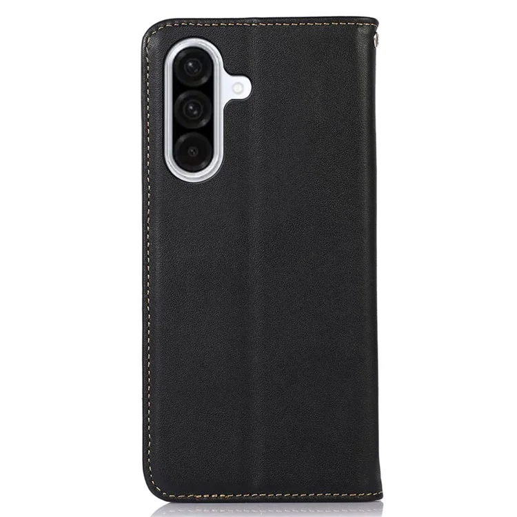 KHAZNEH Custodia per Samsung Galaxy A26 5G in vera pelle bovina Wallet Phone Cover con texture Nappa - Nero