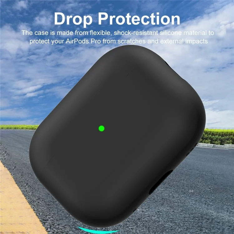ENKAY HAT-PRINCE Silicone Case Pour Apple Airpods Pro 2, Bluetooth Earbuds à L'épreuve de Protection Ultra Mince Couverture de Protection - le Noir
