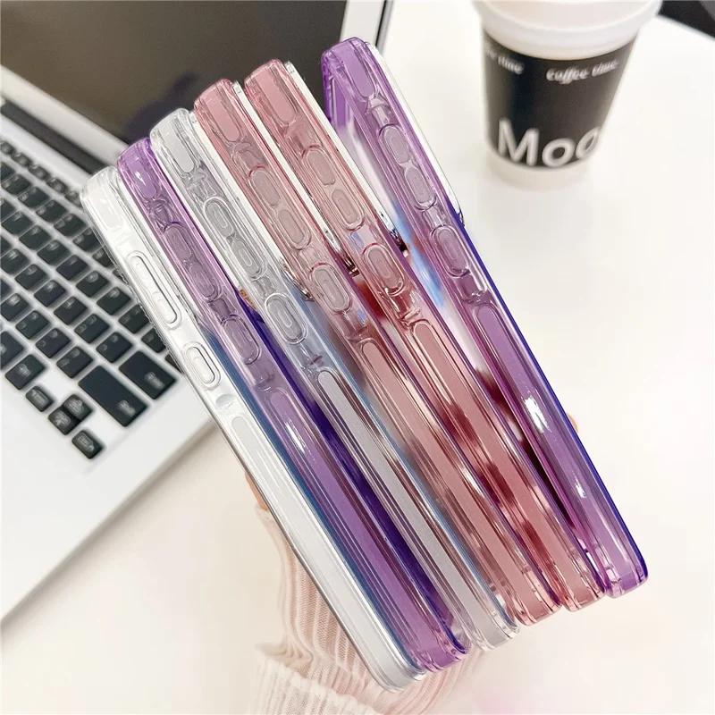 For Samsung Galaxy S24+ Case IMD Design Shockproof PC+TPU Phone Cover with Glass Lens Film - Feather Pattern / Silver