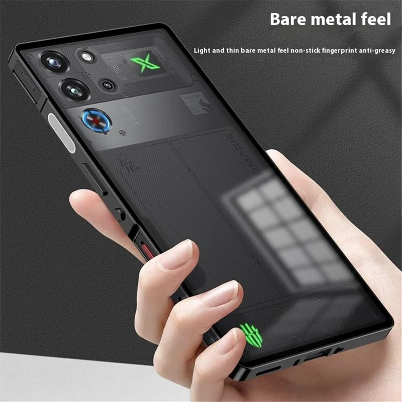 For ZTE nubia Red Magic 10 Pro 5G Case Metal Frame Matte PC Back Phone Cover with Snap Button - Gold