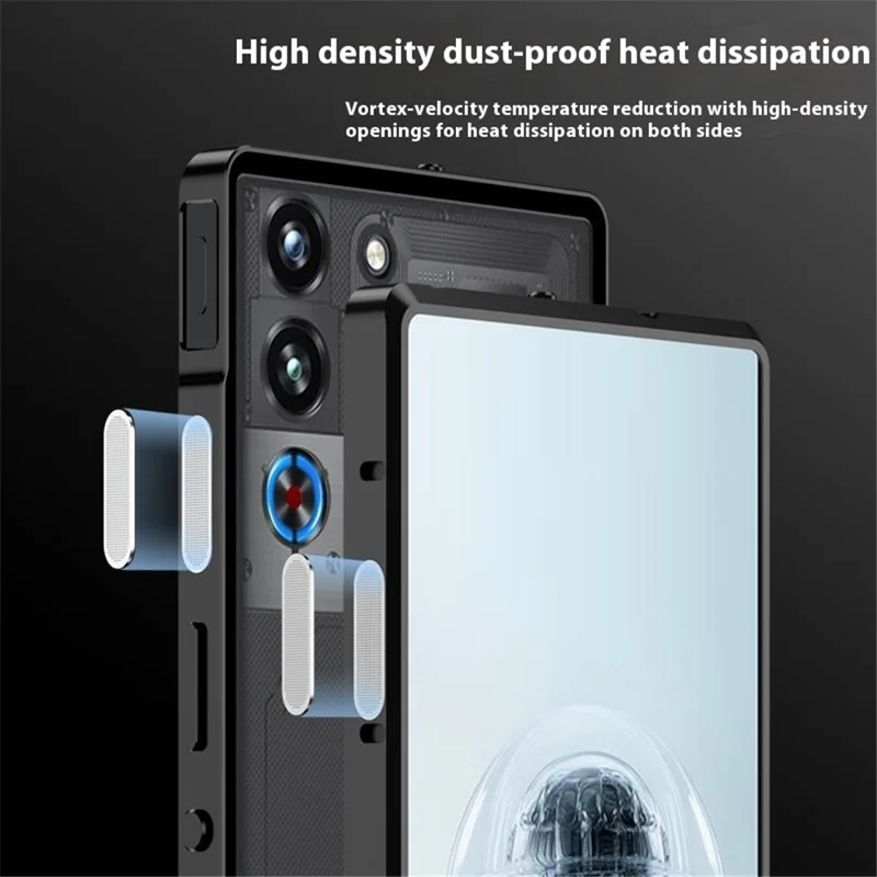 For ZTE nubia Red Magic 10 Pro 5G Case Metal Frame Matte PC Back Phone Cover with Snap Button - Gold