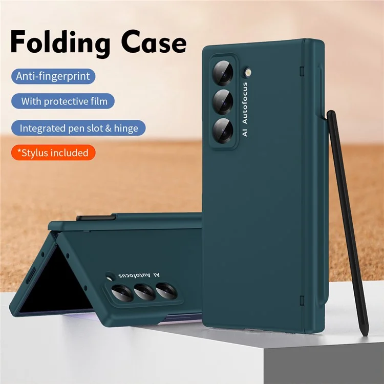 Custodia per telefono per Samsung Galaxy Z Fold Speciale / Z Fold 6 Slim / W25 Copertura PC con cerniera e stilo - Verde