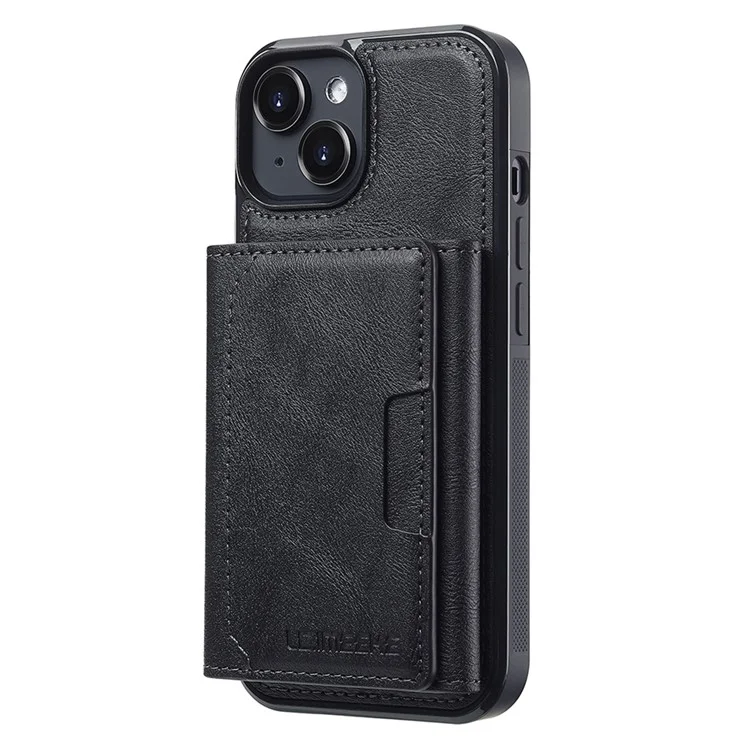 LC.IMEEKE L5 per iPhone 14 Plus Custodia magnetica per telefono in pelle con portacarte staccabile - Nero