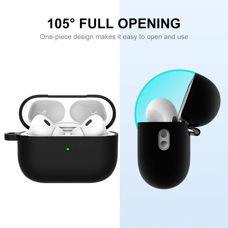 ENKAY HAT PRINCE pour Apple AirPods Pro 2 Casque Bluetooth compatible Étui en silicone épaissi Antichute avec crochet - Noir