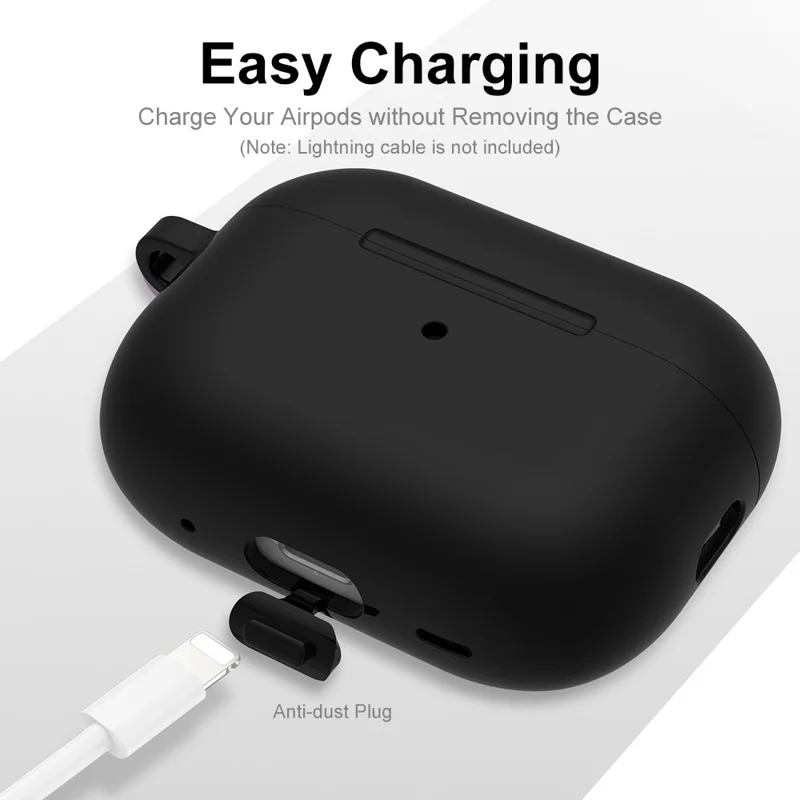 ENKAY HAT PRINCE pour Apple AirPods Pro 2 Casque Bluetooth compatible Étui en silicone épaissi Antichute avec crochet - Noir