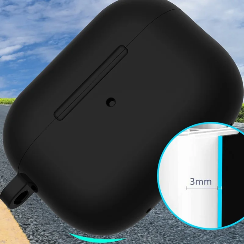 ENKAY HAT PRINCE pour Apple AirPods Pro 2 Casque Bluetooth compatible Étui en silicone épaissi Antichute avec crochet - Noir