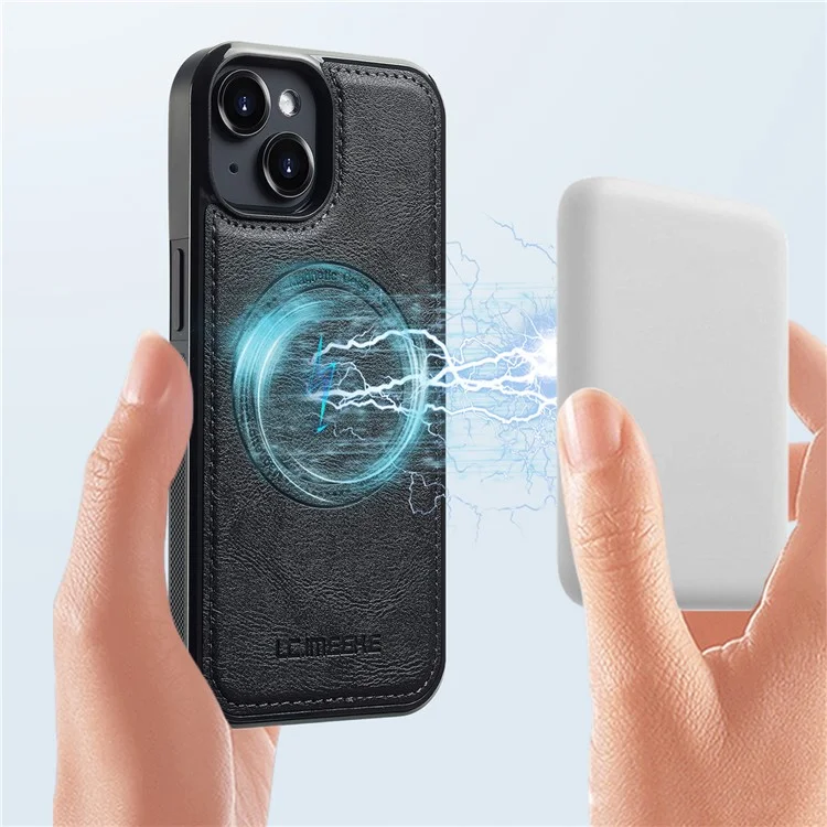LC.IMEEKE Custodia magnetica per iPhone 14 Plus compatibile con MagSafe Pelle+Copertura posteriore in TPU - Nero