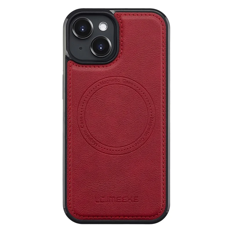 Custodia magnetica LC.IMEEKE compatibile con MagSafe per iPhone 13, in pelle e TPU - Rosso
