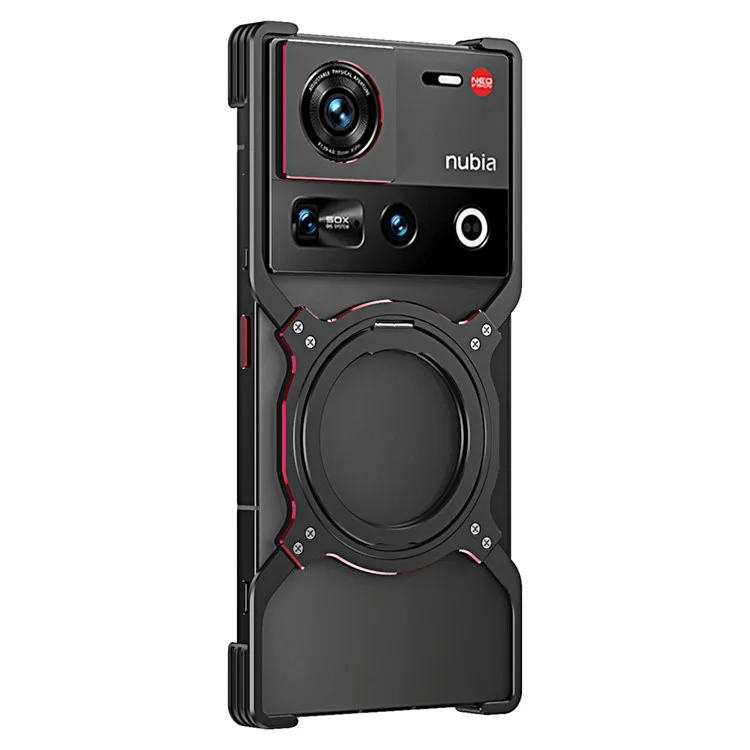 Für ZTE nubia Z70 Ultra Kickstand Case Metallstoßfänger Magnetische Handyhülle - Schwarz / Rot