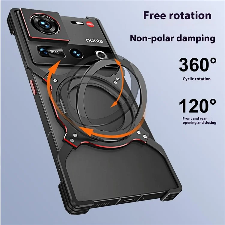 Für ZTE nubia Z70 Ultra Kickstand Case Metallstoßfänger Magnetische Handyhülle - Schwarz / Rot
