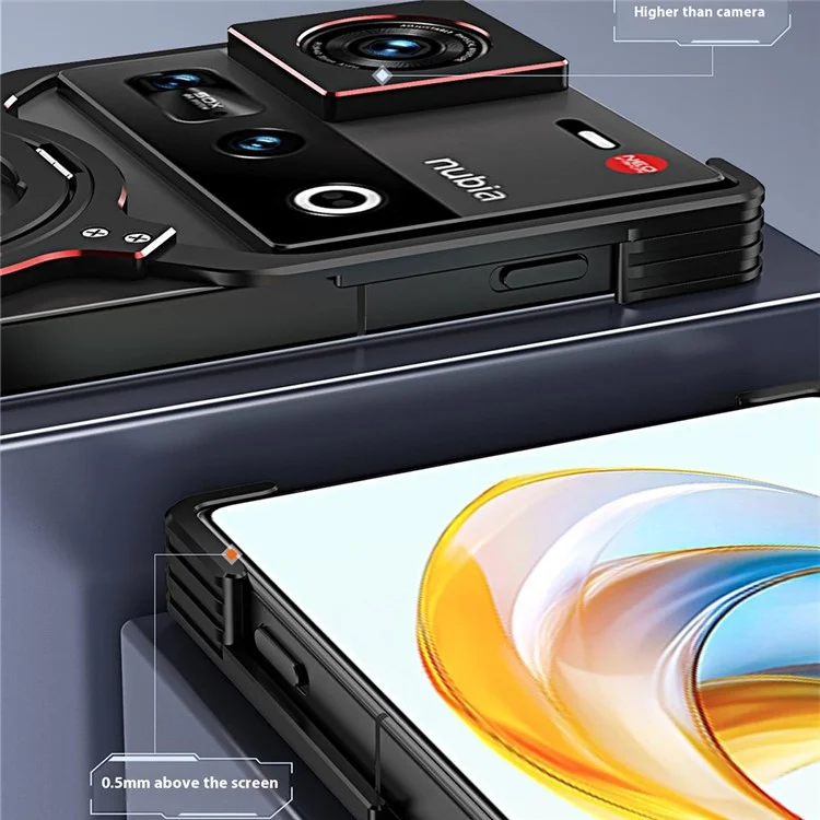 Für ZTE nubia Z70 Ultra Kickstand Case Metallstoßfänger Magnetische Handyhülle - Schwarz / Rot