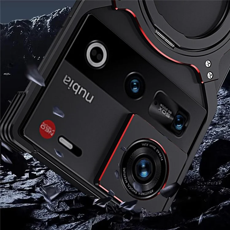 Für ZTE nubia Z70 Ultra Kickstand Case Metallstoßfänger Magnetische Handyhülle - Schwarz / Rot