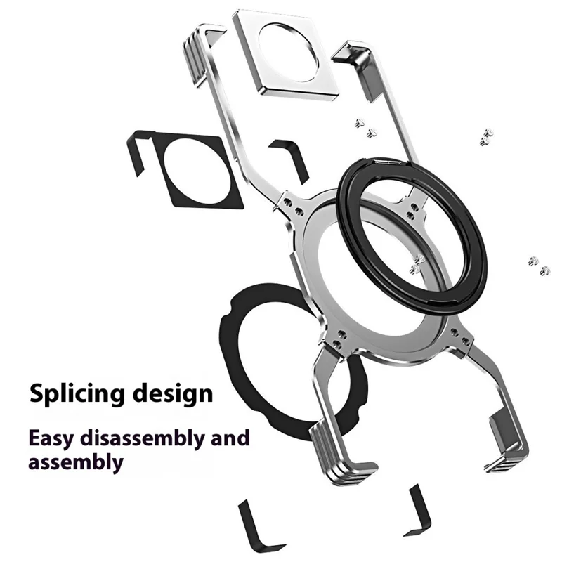 For ZTE nubia Z70 Ultra 5G Kickstand Case Metal Bumper Magnetic Phone Cover - Black / Silver