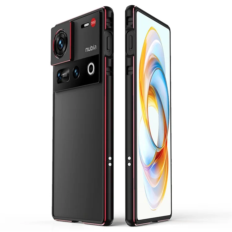 Für ZTE nubia Z70 Ultra Bumper Case Metallrahmen Handyhülle mit Kameraobjektiv Schutz - Schwarz / Rot