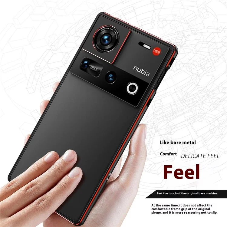 Für ZTE nubia Z70 Ultra Bumper Case Metallrahmen Handyhülle mit Kameraobjektiv Schutz - Schwarz / Rot