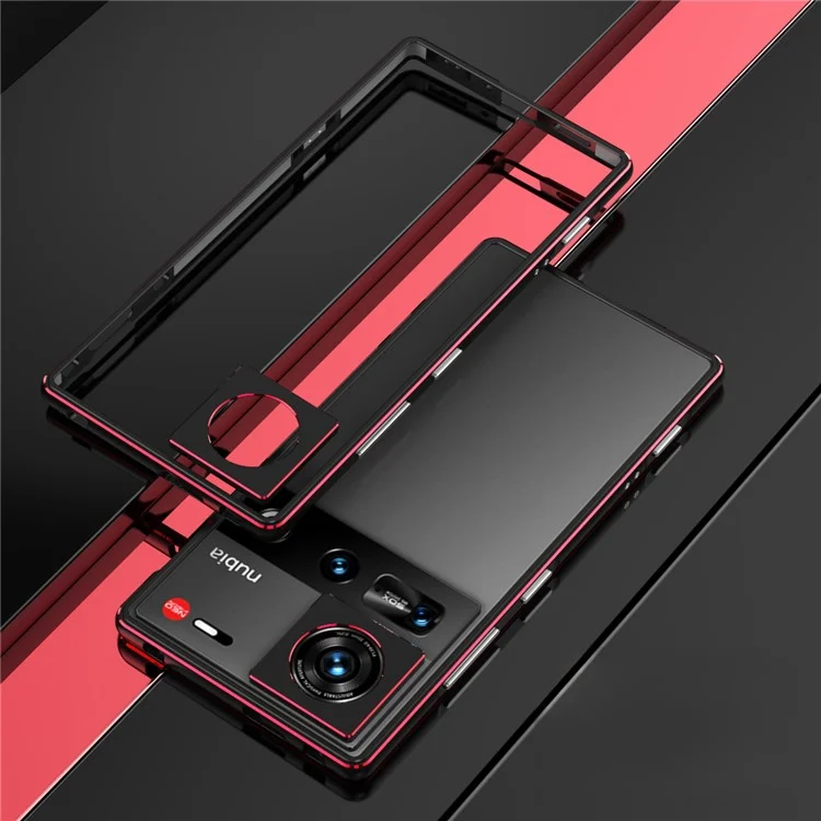 Für ZTE nubia Z70 Ultra Bumper Case Metallrahmen Handyhülle mit Kameraobjektiv Schutz - Schwarz / Rot