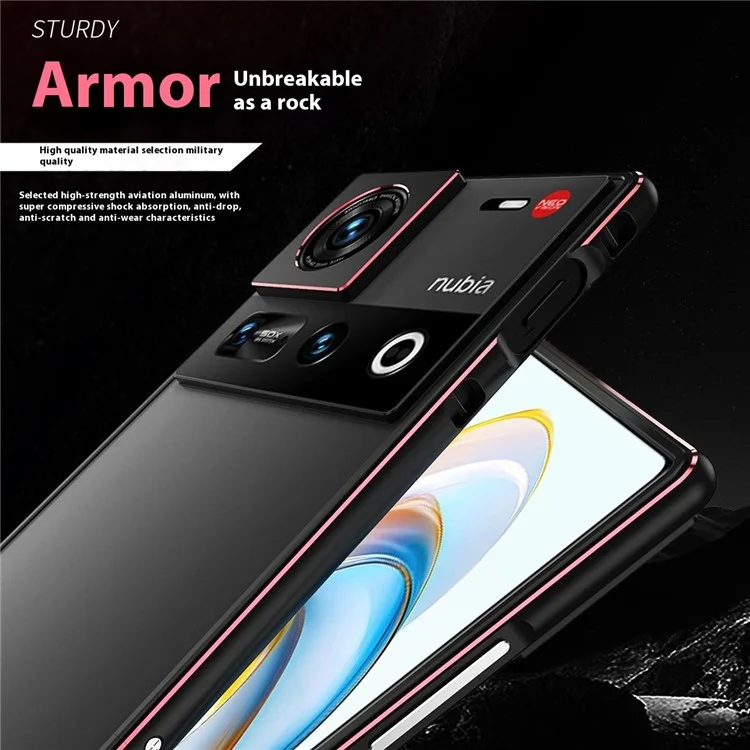Für ZTE nubia Z70 Ultra Bumper Case Metallrahmen Handyhülle mit Kameraobjektiv Schutz - Schwarz / Rot