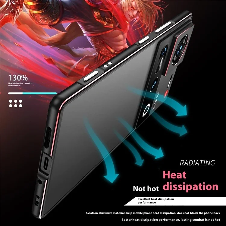 Für ZTE nubia Z70 Ultra Bumper Case Metallrahmen Handyhülle mit Kameraobjektiv Schutz - Schwarz / Rot